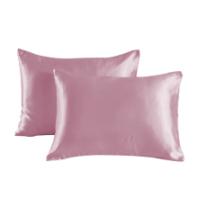(light red, Q: 51*76cm(a pair)) Silk Pillowcase Solid Double Sided Satin