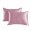 (light red, Q: 51*76cm(a pair)) Silk Pillowcase Solid Double Sided Satin 1