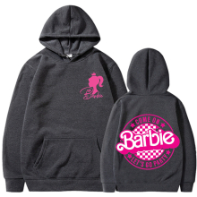 (Dark Gray 312, 2XL) barbie padded sweatshirt 2d iron-on apparel letters 2d print pocket drawstring hoodie