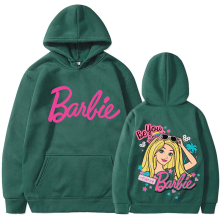 (dark green 311, S) barbie padded sweatshirt 2d iron-on apparel letters 2d print pocket drawstring hoodie