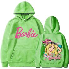 (Fruit green 312, S) barbie padded sweatshirt 2d iron-on apparel letters 2d print pocket drawstring hoodie