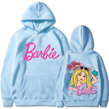 (Light Blue 312, S) barbie padded sweatshirt 2d iron-on apparel letters 2d print pocket drawstring hoodie