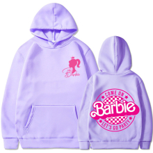 (Mauve 312, XL) barbie padded sweatshirt 2d iron-on apparel letters 2d print pocket drawstring hoodie