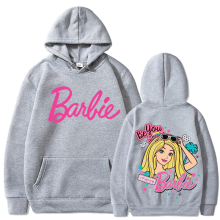 (Light Gray 311, M) barbie padded sweatshirt 2d iron-on apparel letters 2d print pocket drawstring hoodie