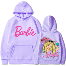 (Mauve 312., XL) barbie padded sweatshirt 2d iron-on apparel letters 2d print pocket drawstring hoodie