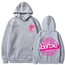 (Light Gray 312, XL) barbie padded sweatshirt 2d iron-on apparel letters 2d print pocket drawstring hoodie