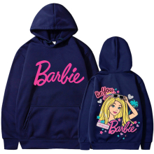 (Navy 311, L) barbie padded sweatshirt 2d iron-on apparel letters 2d print pocket drawstring hoodie