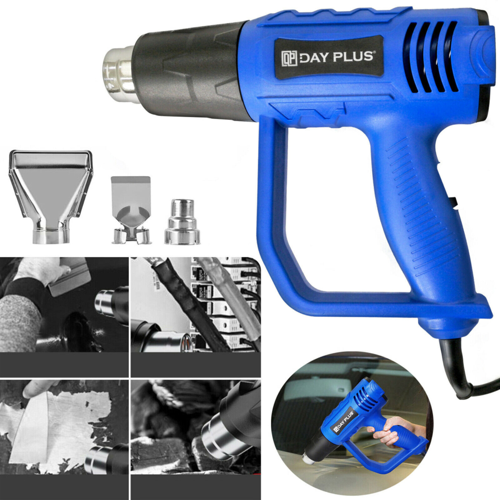 2000W Heat Gun Professional Hot Air Gun with 2 Speed Setting 3 Nozzles 2M Cable for Shrinking PVC,Stripping Paint, Crafts