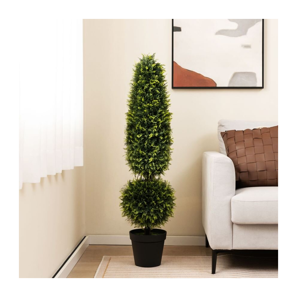 120CM Artificial Boxwood Topiary Tree Faux Topiary Plants with Natural Vines