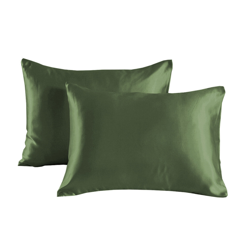 (light green, CK: 51*102cm(one-piece)) Silk Pillowcase Solid Double Sided Satin