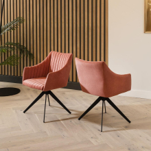 2 Zena Swivel Carver Dining Chairs Pink