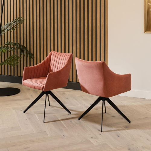 2 Zena Swivel Carver Dining Chairs Pink