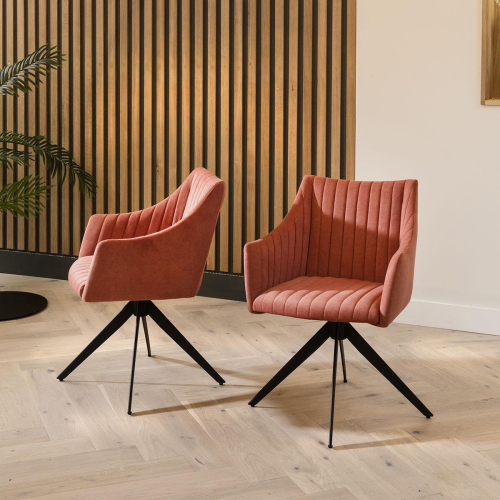 2 Zena Swivel Carver Dining Chairs Pink 1