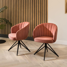2 Hattie Swivel Carver Dining Chairs Pink