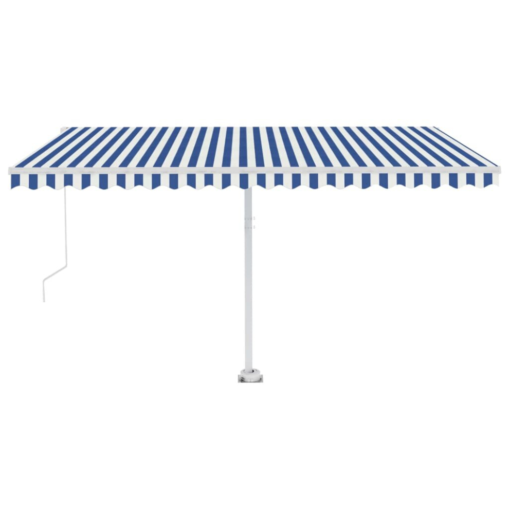 vidaXL Manual Retractable Awning with LED 400x350 cm Blue and White Outdoor