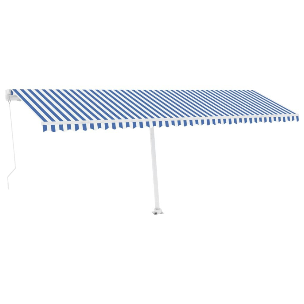 vidaXL Manual Retractable Awning with LED 600x300 cm Blue and White Outdoor