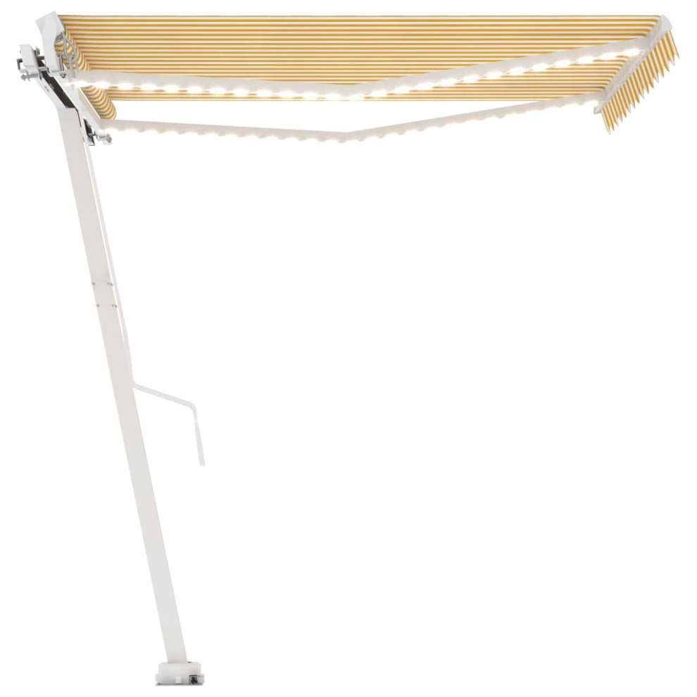 vidaXL Manual Retractable Awning with LED 350x250 cm Yellow and White Shelter