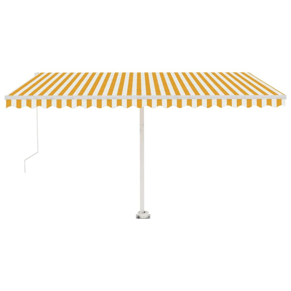 vidaXL Manual Retractable Awning with LED 450x350 cm Yellow and White Outdoor