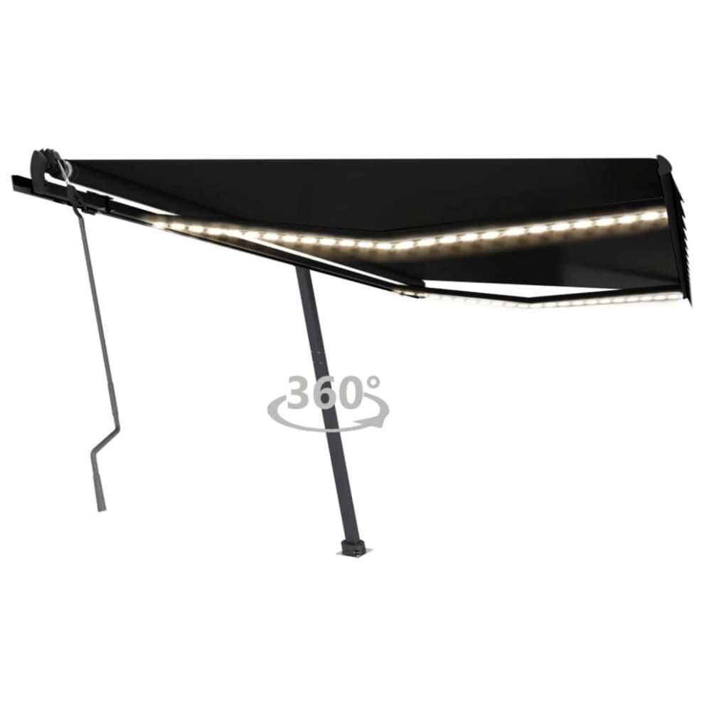 vidaXL Manual Retractable Awning with LED 450x350 cm Anthracite Balcony Patio