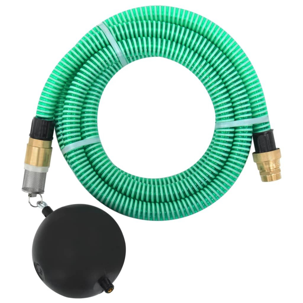 vidaXL Suction Hose Garden Hose Pipe with Brass Connectors Green 1.1" 4 m PVC