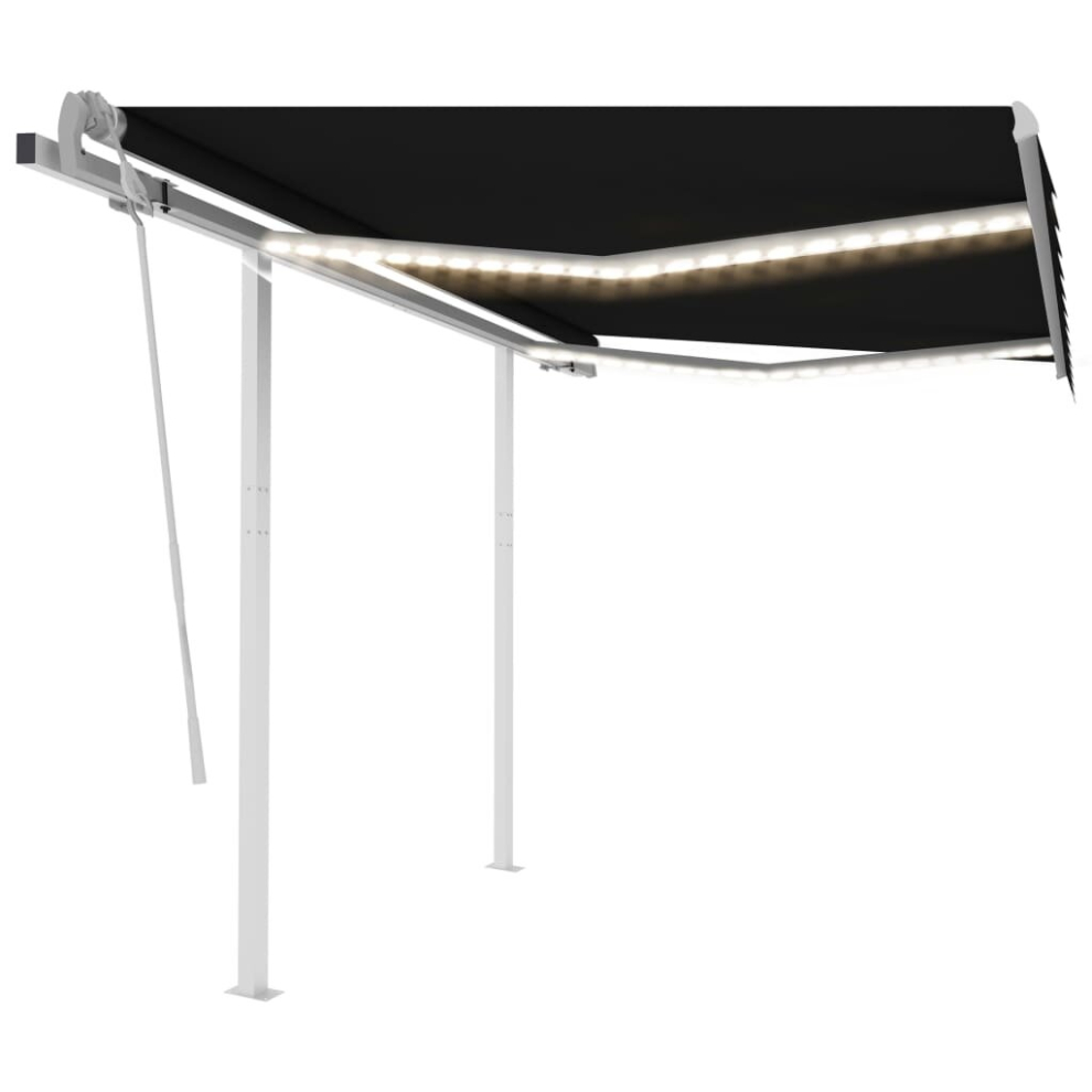 vidaXL Manual Retractable Awning with LED 3.5x2.5 m Anthracite Outdoor Garden