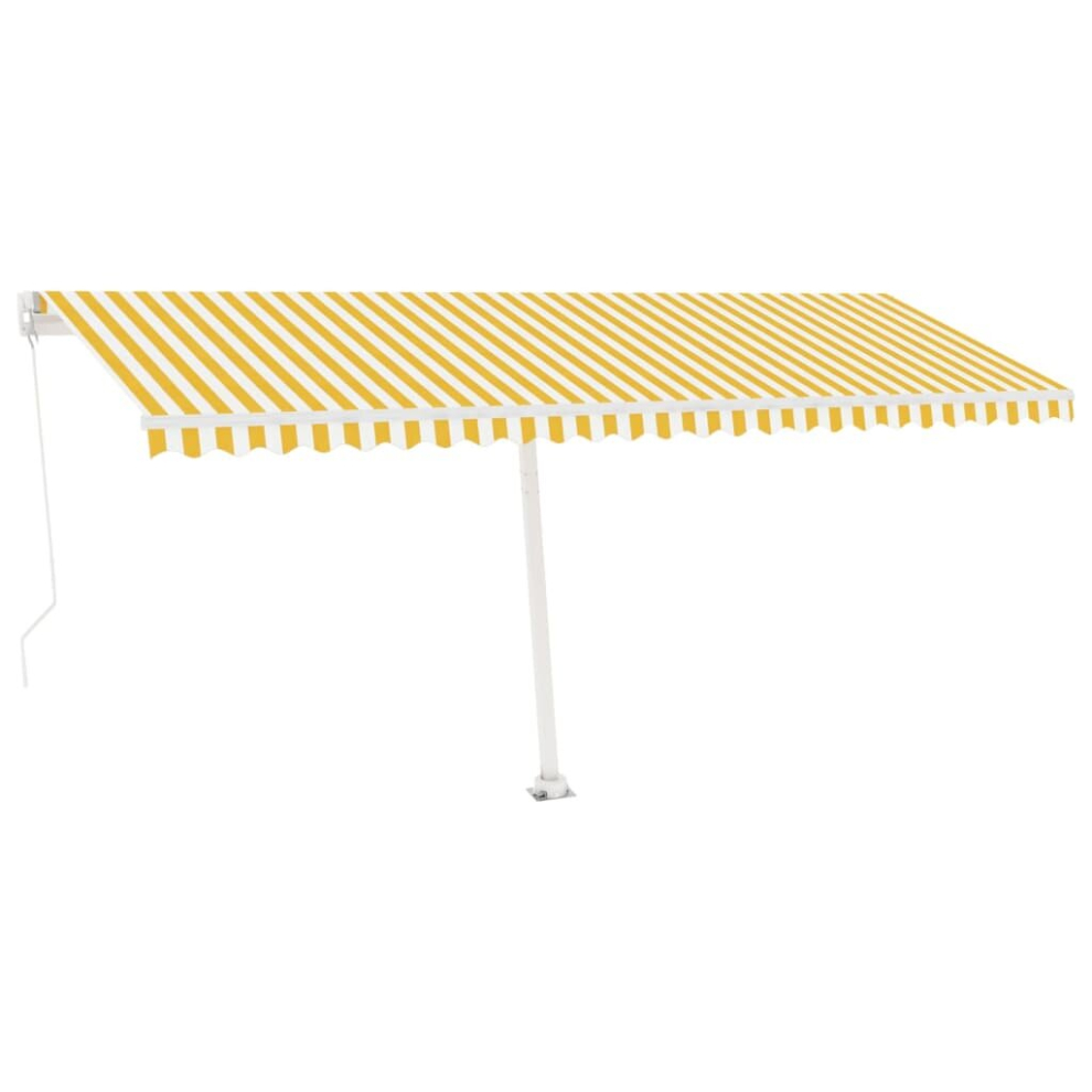 vidaXL Manual Retractable Awning with LED 500x300 cm Yellow and White Shelter