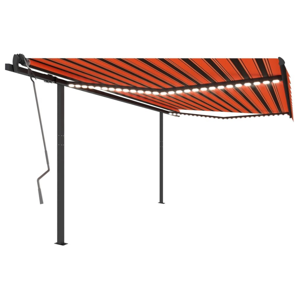 vidaXL Manual Retractable Awning with LED 4x3 m Orange and Brown Balcony Patio