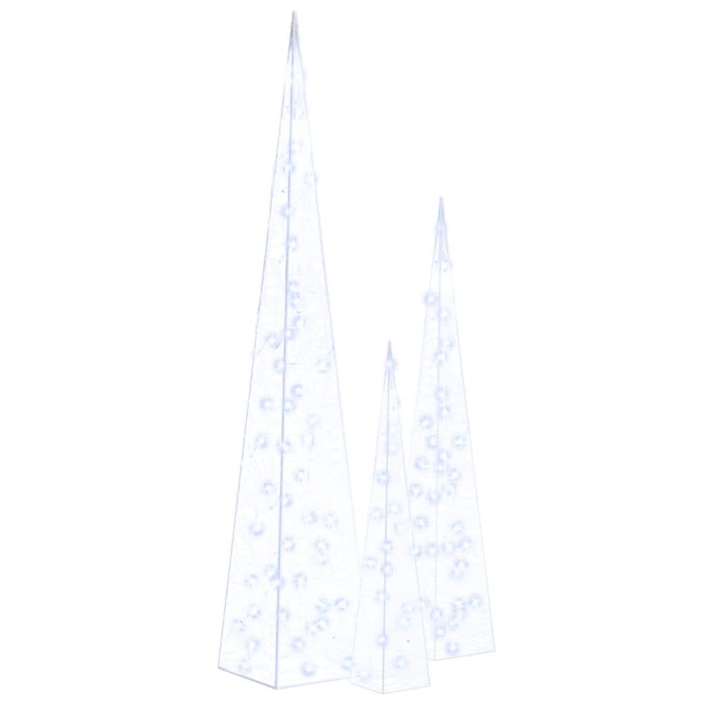 Vidaxl Acrylic Decorative Led Light Cone Set Blue Outdoor Holiday Ornament