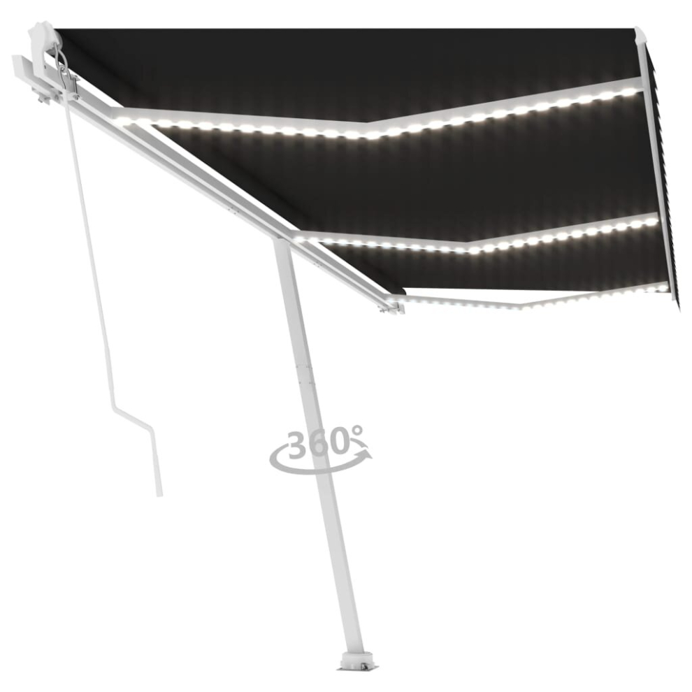 vidaXL Manual Retractable Awning with LED 600x300 cm Anthracite Outdoor Garden