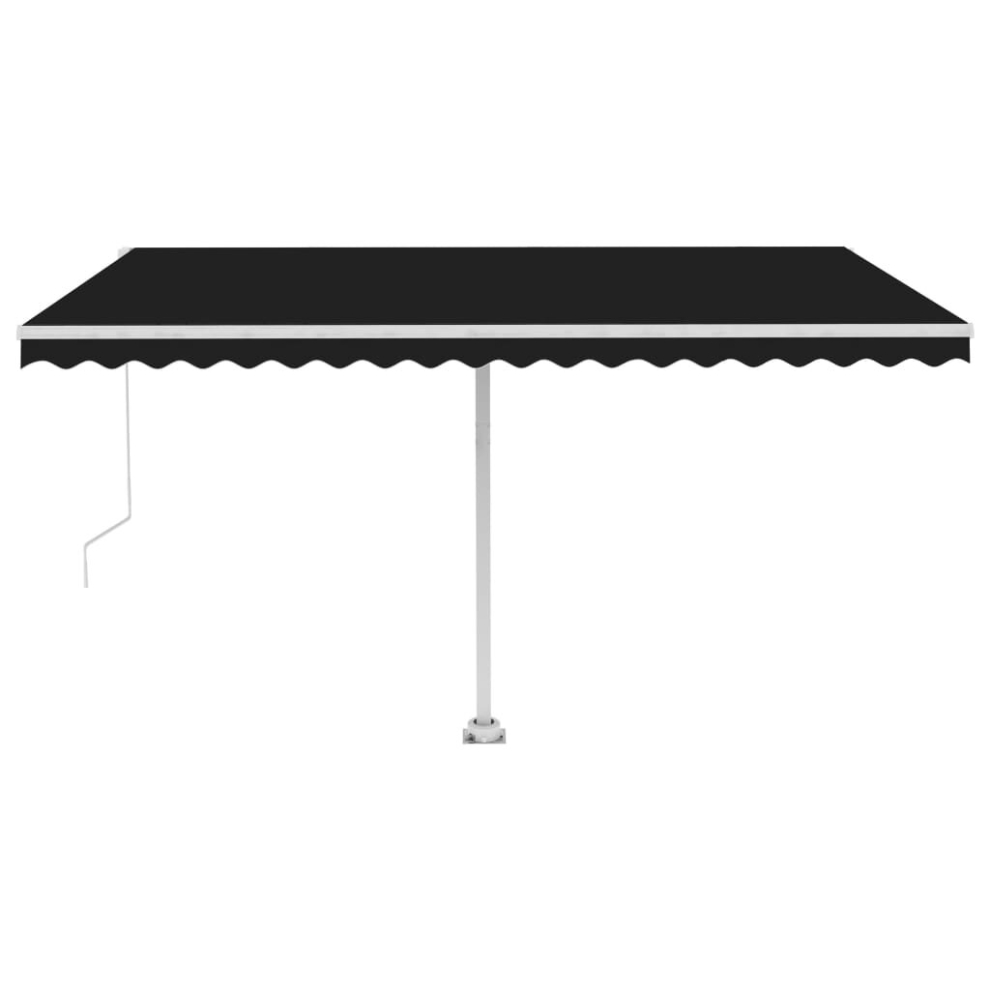 vidaXL Manual Retractable Awning with LED 450x300 cm Anthracite Shade Shelter