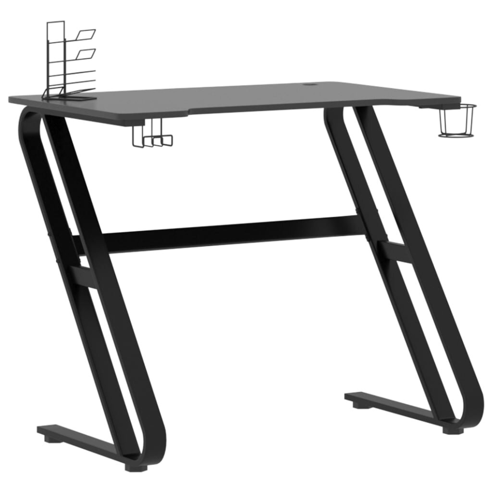 vidaXL Gaming Desk with ZZ Shape Legs Black Home Office Computer Desk PC Table