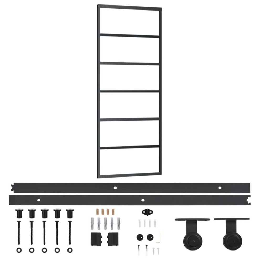 Vidaxl Sliding Door With Hardware Set Esg Glass&Aluminium Sliding Door System