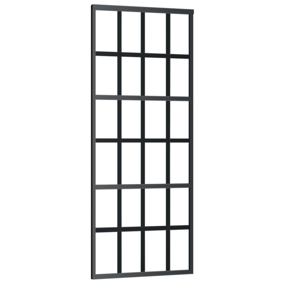 vidaXL Sliding Door Barn Door Sliding Door Panel ESG Glass and Aluminium Black