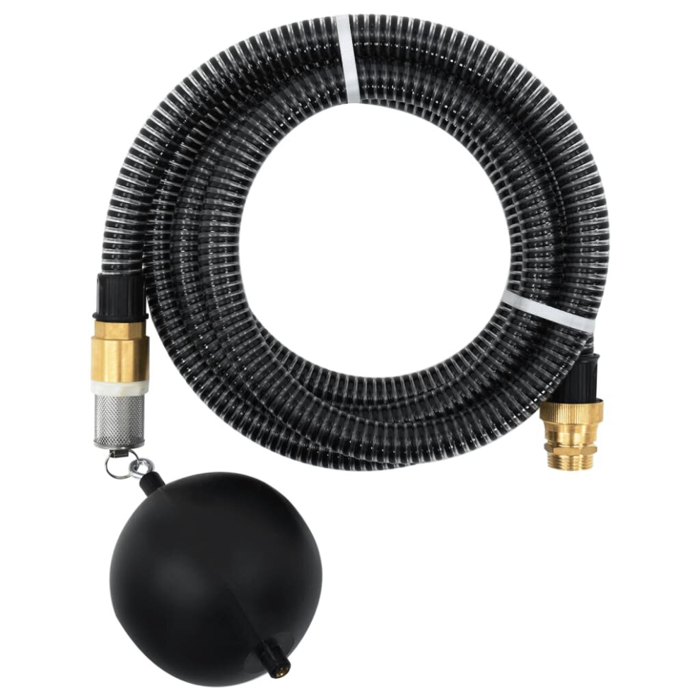 vidaXL Suction Hose Garden Hose Pipe with Brass Connectors Black 1.1" 3 m PVC