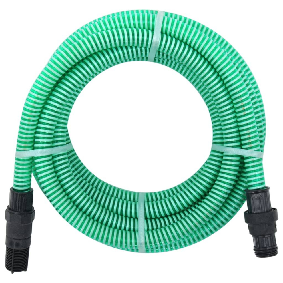 vidaXL Suction Hose Garden Hose Pipe with PVC Connectors Green 1" 10 m PVC