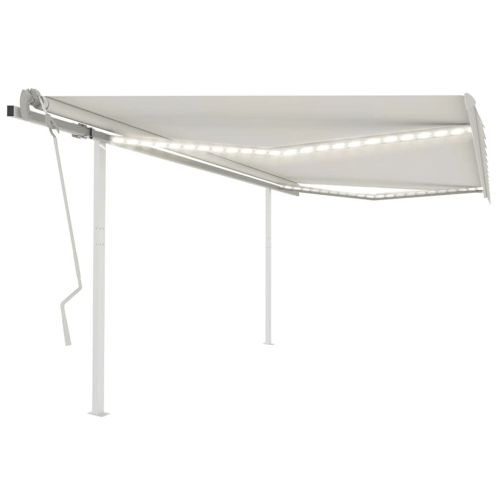 vidaXL Manual Retractable Awning with LED 4x3.5 m Cream Outdoor Garden Patio