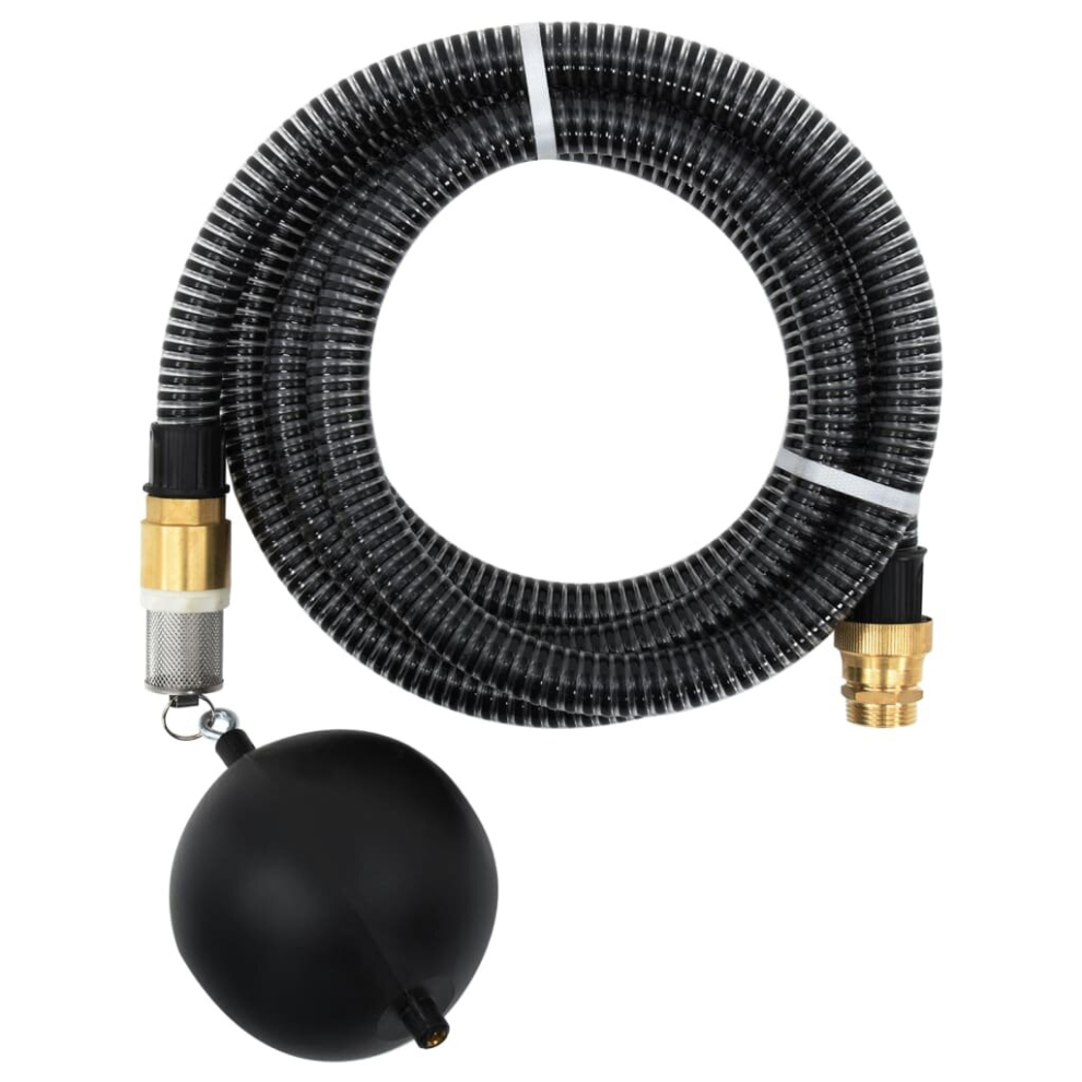 vidaXL Suction Hose Garden Hose Pipe with Brass Connectors Black 1.1" 5 m PVC