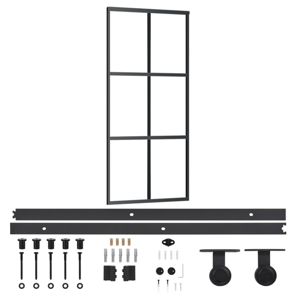 vidaXL Sliding Door with Hardware Set ESG Glass&Aluminium Sliding Door System