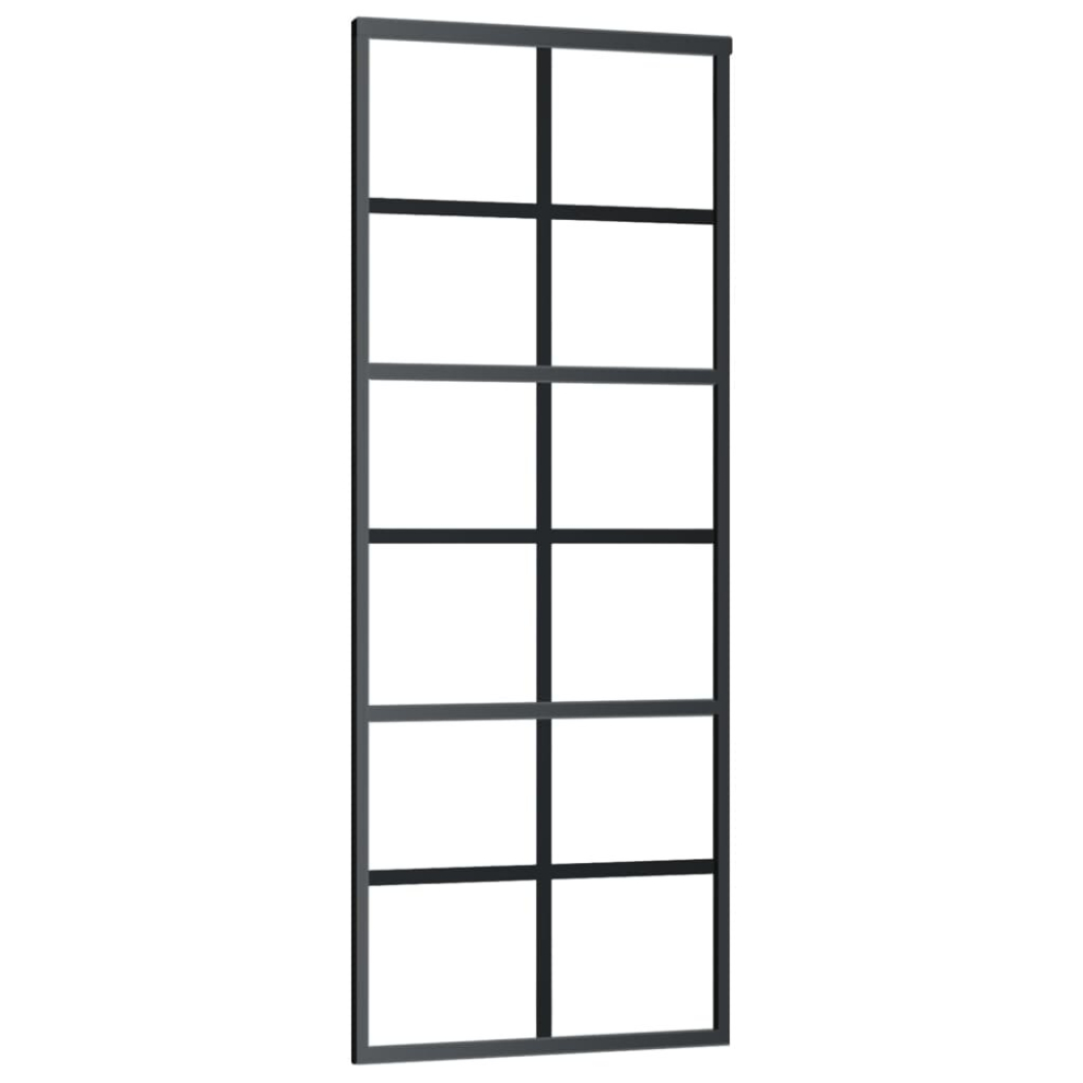vidaXL Sliding Door Barn Door Sliding Door Panel ESG Glass and Aluminium Black