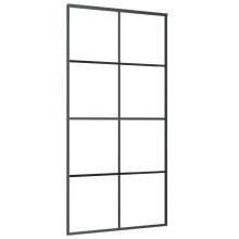 vidaXL Sliding Door Glass Door Sliding Barn Door Aluminium and ESG Glass Black