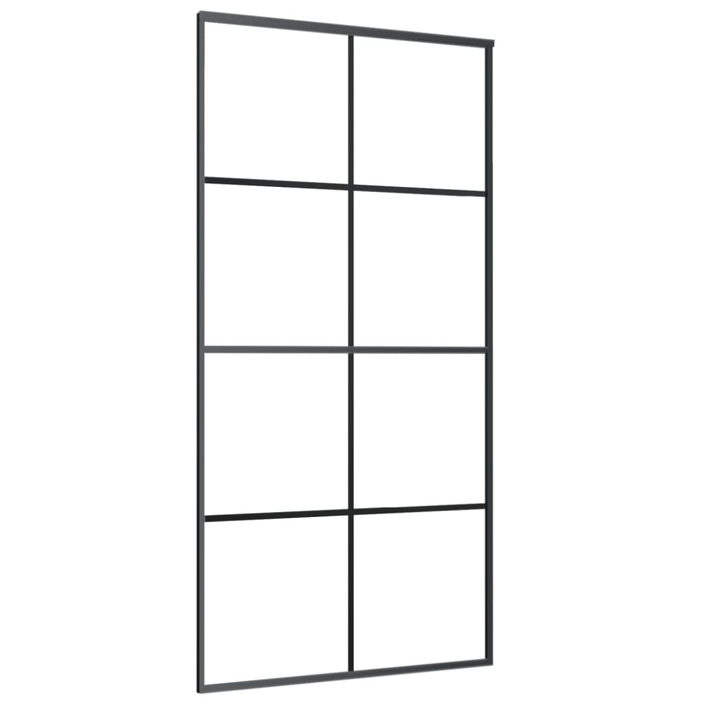 Vidaxl Sliding Door Glass Door Sliding Barn Door Aluminium And Esg Glass Black 8719883886824