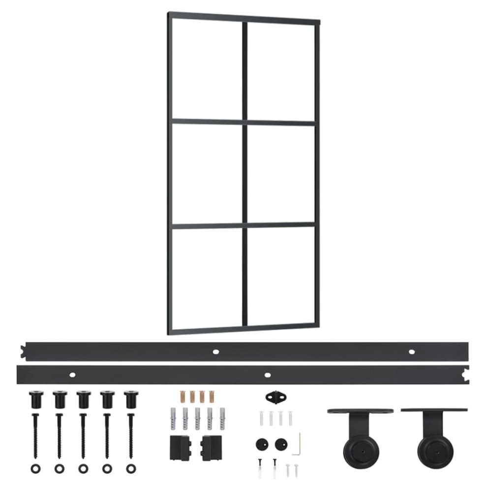 vidaXL Sliding Door with Hardware Set ESG Glass&Aluminium Sliding Door System