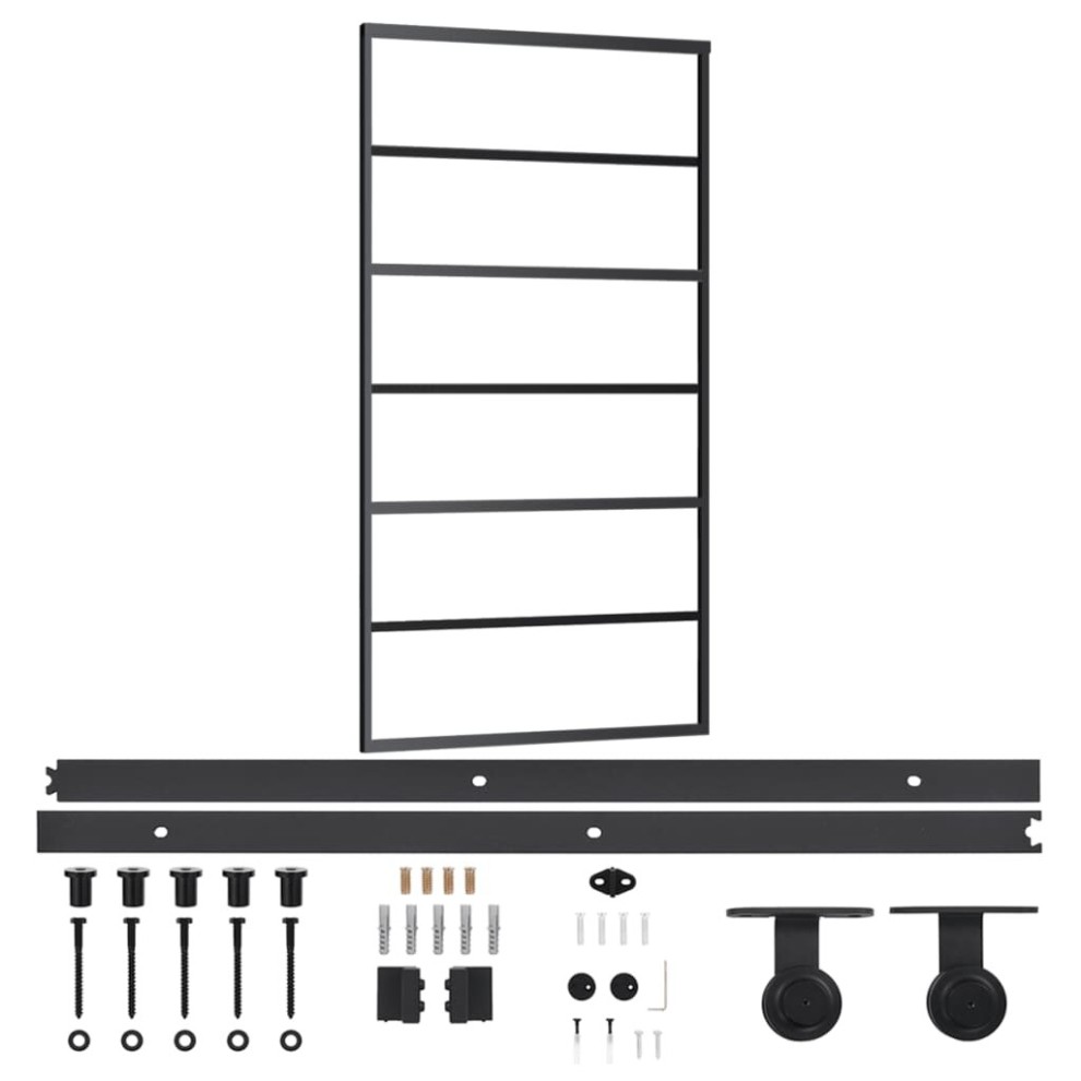 Vidaxl Sliding Door With Hardware Set Esg Glass&Aluminium Sliding Door System 8720286649114