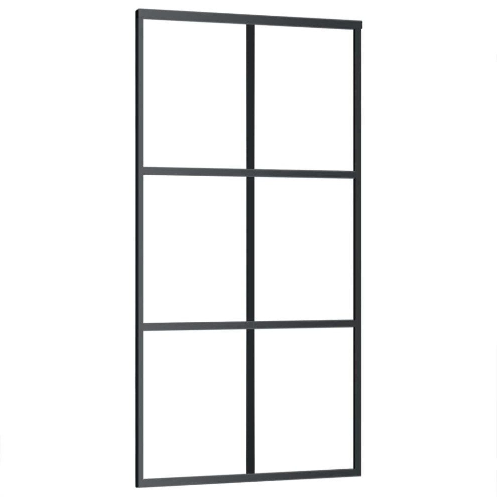 vidaXL Sliding Door Barn Door Sliding Door Panel ESG Glass and Aluminium Black