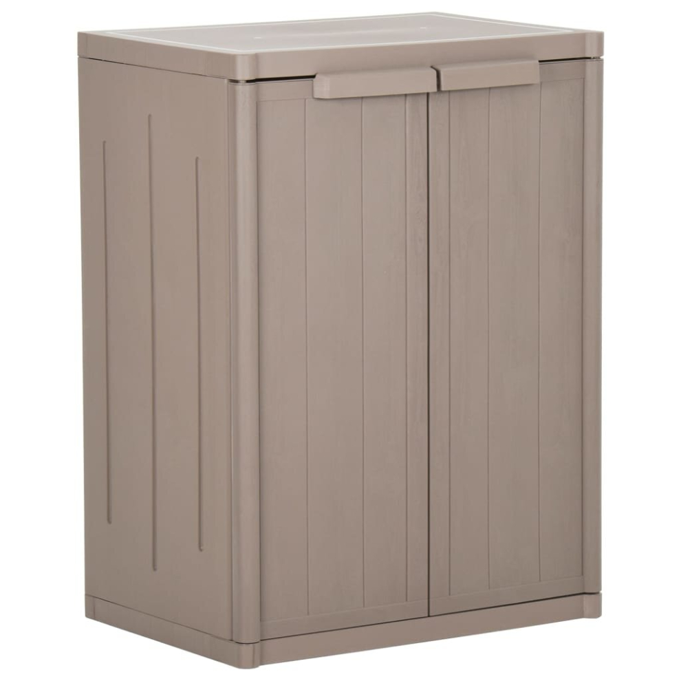 Vidaxl Garden Storage Cabinet Brown Pp Rattan Outdoor Tool Locker Cabinet