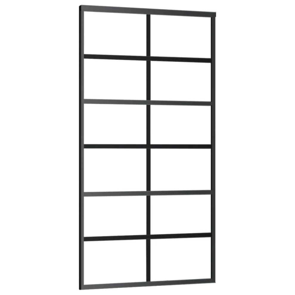 vidaXL Sliding Door Barn Door Sliding Door Panel ESG Glass and Aluminium Black