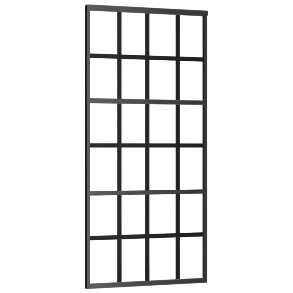 vidaXL Sliding Door Barn Door Sliding Door Panel ESG Glass and Aluminium Black