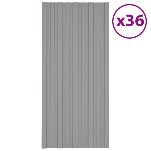 VidaXL vidaXL 36x Roof Panels Galvanised Steel Grey Profile Sheet Shed Roof Panel