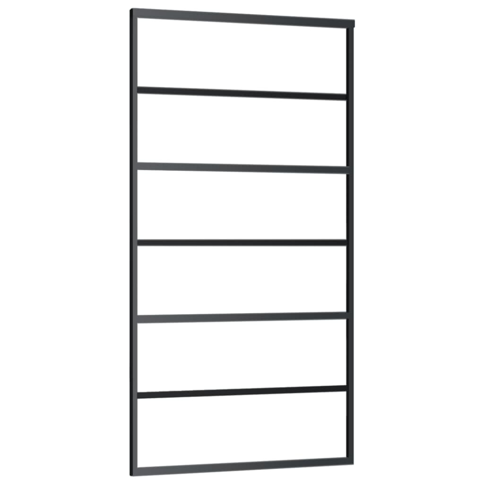 vidaXL Sliding Door Barn Door Sliding Door Panel ESG Glass and Aluminium Black