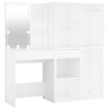 vidaXL LED Dressing Table with 2 Cabinets White Engineered Wood Makeup Table